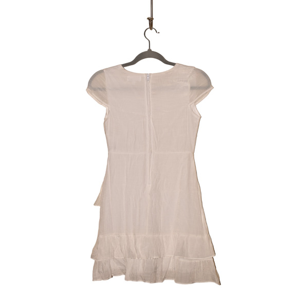 LOVE, NICKIE LEW NEW‎ $42 Ruffle Cap Sleeve Dress Off White Girl's Large - Picture 3 of 4